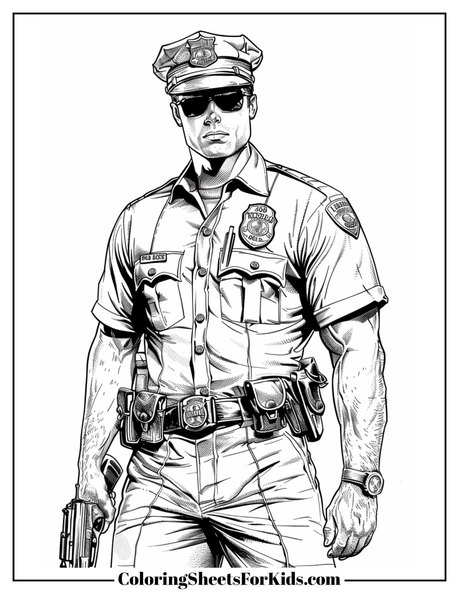 Realistic-Police-Officer-Coloring-Pages