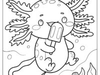 Axolotl Eating A Popsicle Coloring Page For Kids