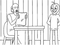 Granny and Teacher Baldi coloring