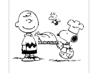 Snoopy Cooks the Turkey Coloring Page