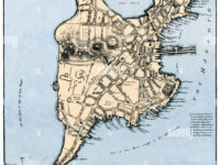 map of boston showing entrenchments of british forces 1775 hand colored DEECX4