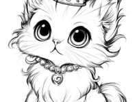 Super cute cat with crown coloring page original