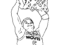 Anthony Edwards hangs triumphantly on the rim