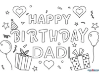 Happy Birthday Daddy Coloring Page 300×212.webp