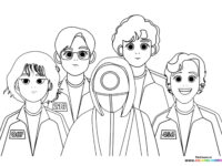 Squid game players coloring page