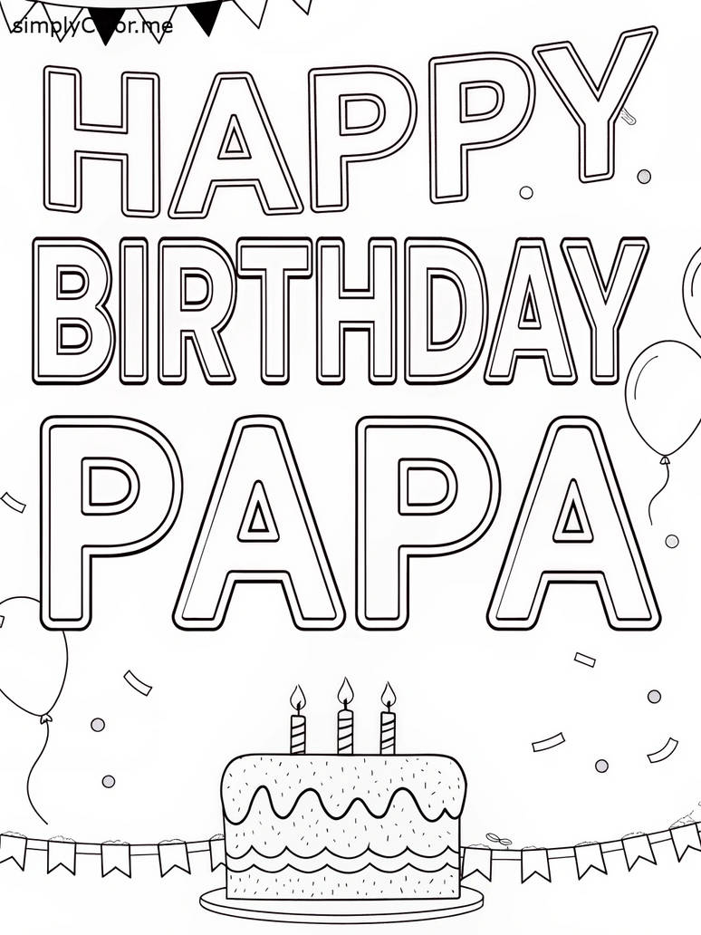 happy birthday papa coloring page by coloringkids djq3414 pre