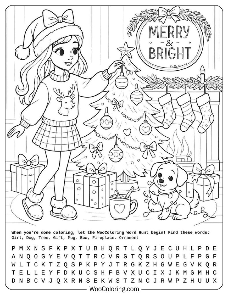 Christmas Preppy Girl Decorating Tree with Cute Puppy Coloring Picture pdf 791x1024 1 Christmas Preppy Girl Decorating Tree with Cute Puppy Coloring Picture pdf 791x1024 1