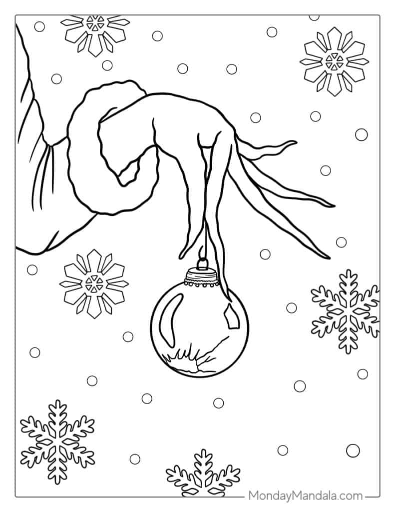 Grinch Hand Holding Christmas Ornament To Color 791x1024 1 Grinch Hand Holding Christmas Ornament To Color 791x1024 1