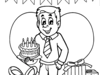UNCLE BIRTHDAY COLORING PAGE CAKE PRESENTS