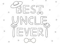 best uncle ever hand drawn text hat ties coloring page vector illustration 99489957