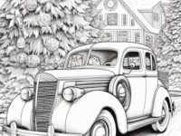 coloring pages old cars christmas trees generative ai 900833 81395