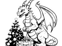 symbol dragon year coloring page cute baby dragon with gifts christmas tree 666729 2132