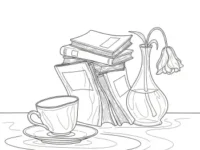 wobbly everyday still life coloring page