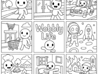 wobbly life cartoon adventures coloring page