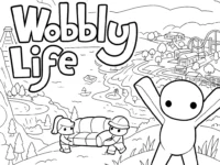 wobbly world adventure scene coloring page