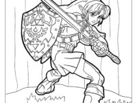 Coloring Page Of Link Holding Sword And Shield 1582×2048