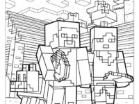 Minecraft Steve Alex And Wolf Coloring Page 791×1024 1