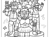 Freddy Fazbear Foxy Ballora And Circus Baby Performing Coloring Sheet