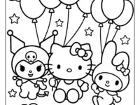 Hello Kitty Kuromi and My Melody floating in the sky by balloons.jpg
