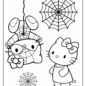 Hello Kitty with Hanging Spiderman Coloring Page 791x1024 1