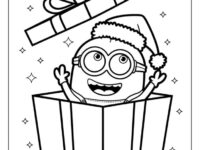 Minion Popping Out Of A Christmas Gift Box Coloring Page 768×994 1