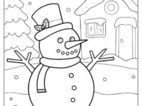 Snowman Outside House On Snowy Day Coloring In 791×1024 1