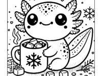 Winter Axolotl Coloring Page 001.webp