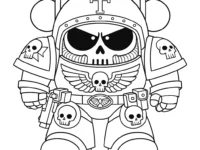 chibi space marine warrior coloring page