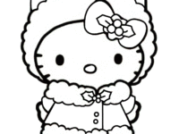 hello kitty winter coloring page 1