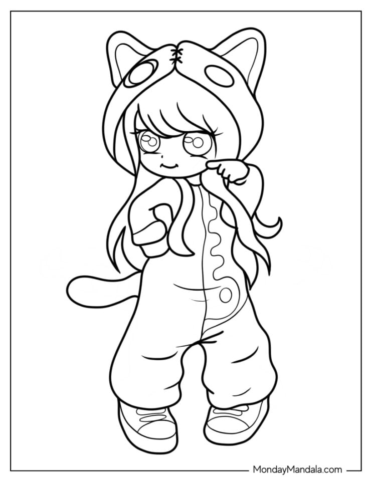 Cute Cartoon Aphmau In Cat Onesie Coloring Sheet 742x960 Cute Cartoon Aphmau In Cat Onesie Coloring Sheet 742x960