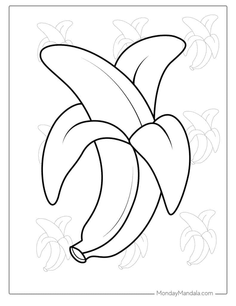 Easy Outline Of Banana To Color For Preschoolers 791×1024
