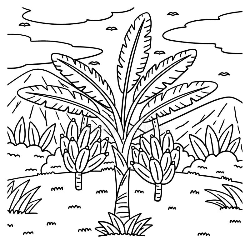 banana plant fruit coloring page kids cute funny provides hours fun children to color very easy suitable 367620287