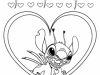 happy stitch valentines coloring page