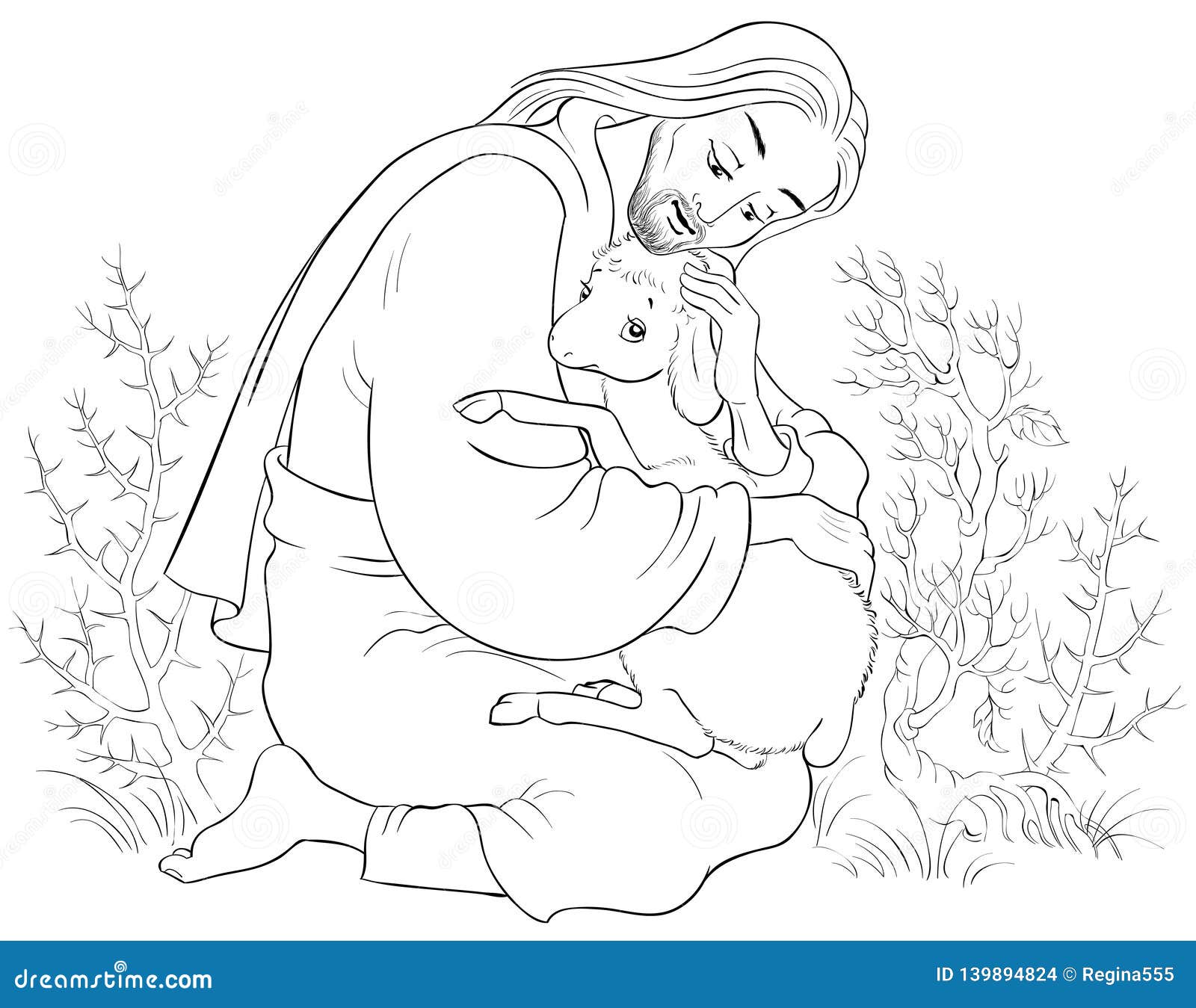 history jesus christ parable lost sheep good shepherd rescuing lamb caught thorns coloring page standard scenes 139894824