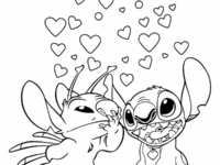 lovely stitch valentines coloring page