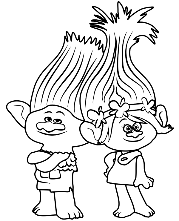 poppy and branch free coloring page trolls