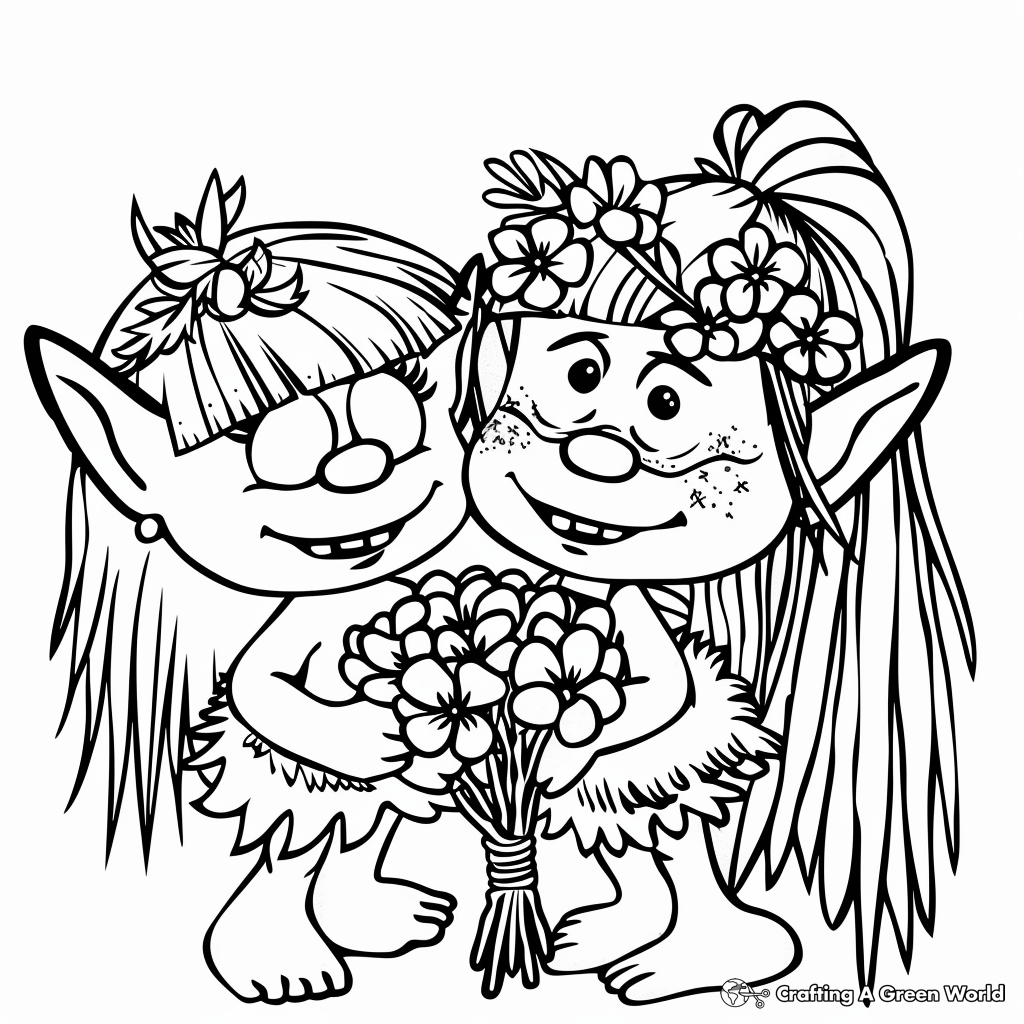 poppy and branch trolls love story coloring pages 2