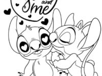 romance stitch and angel coloring pages