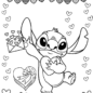 stitch with full of valentine hearts coloring page.png