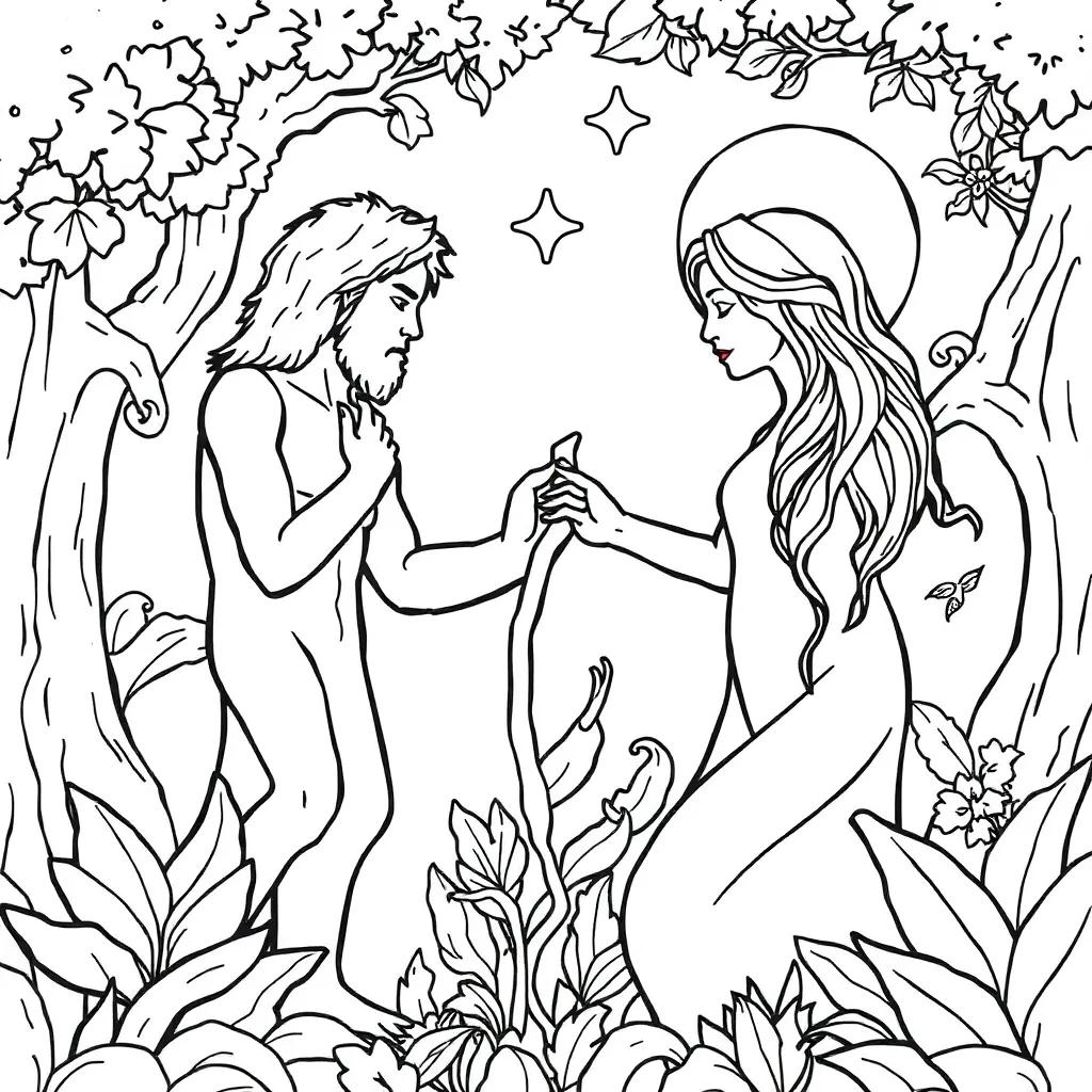 Adam And Eve Color Page