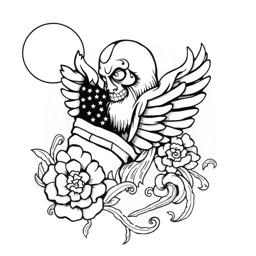 American Traditional Tattoo Coloring Pages