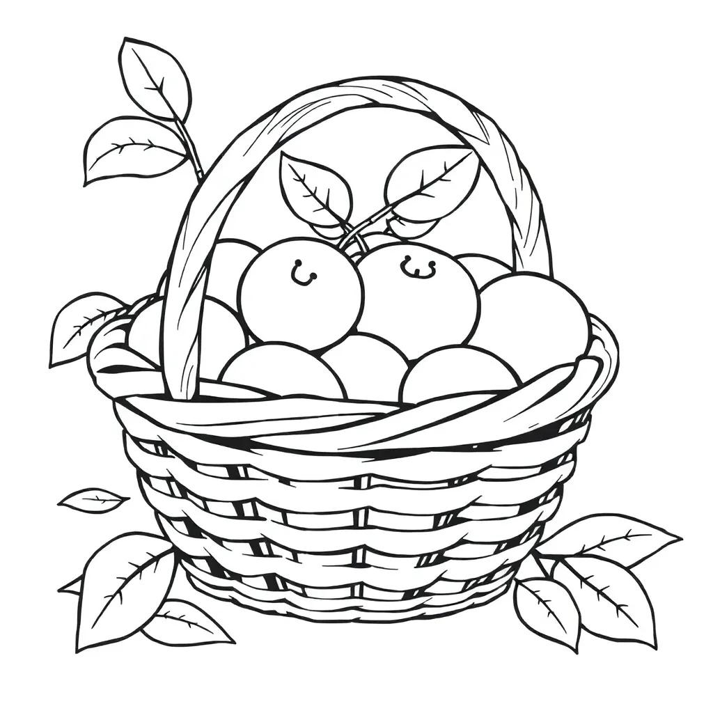 Apple Basket Coloring Page