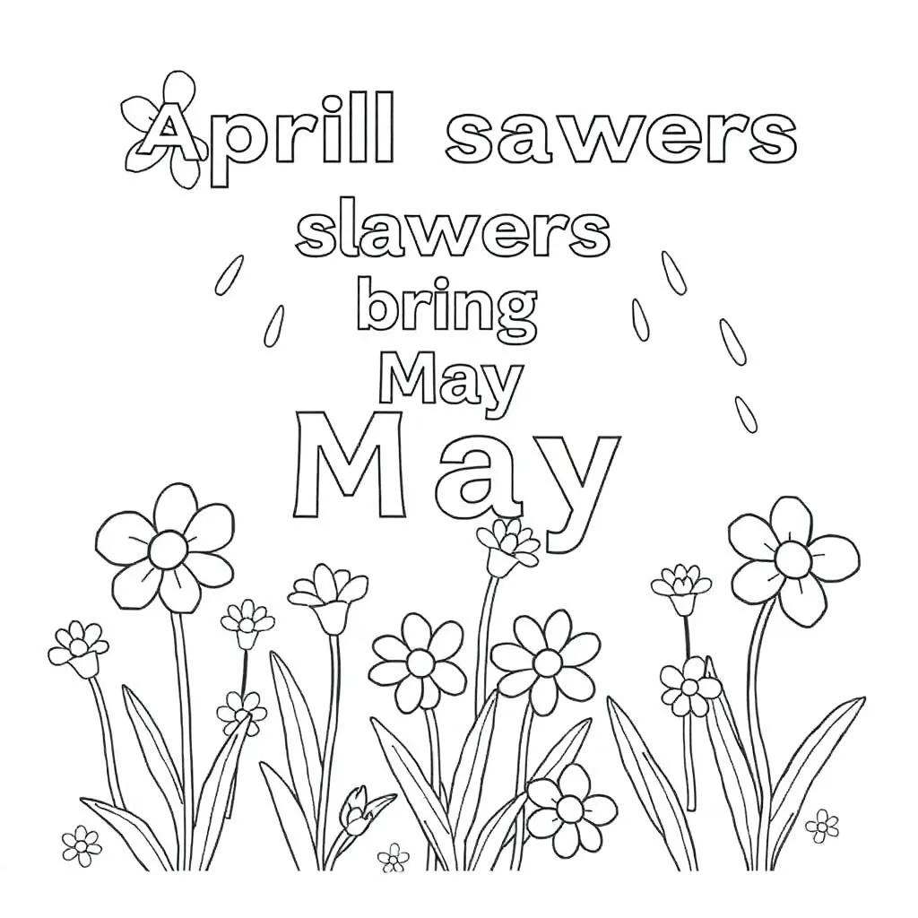 April Showers Bring May Flowers Coloring Page