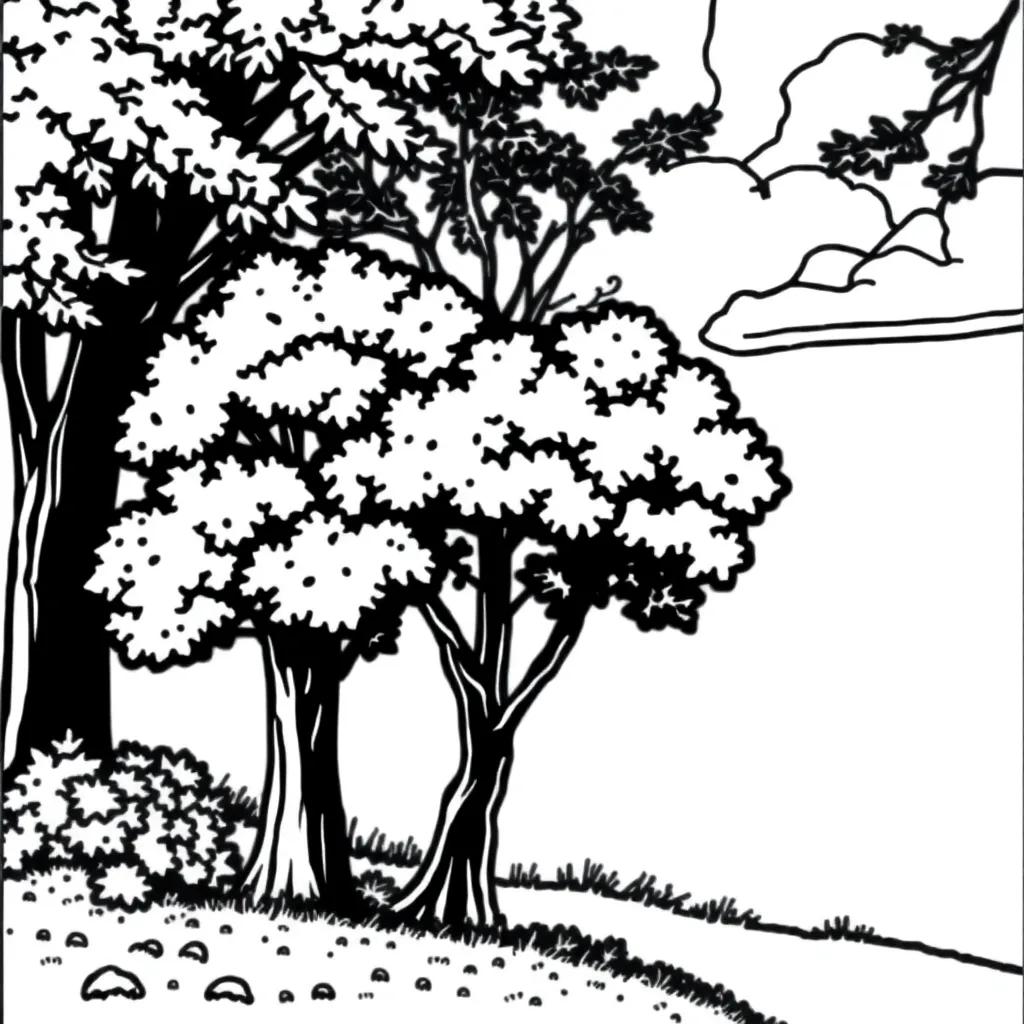 Autumn Trees Coloring Pages