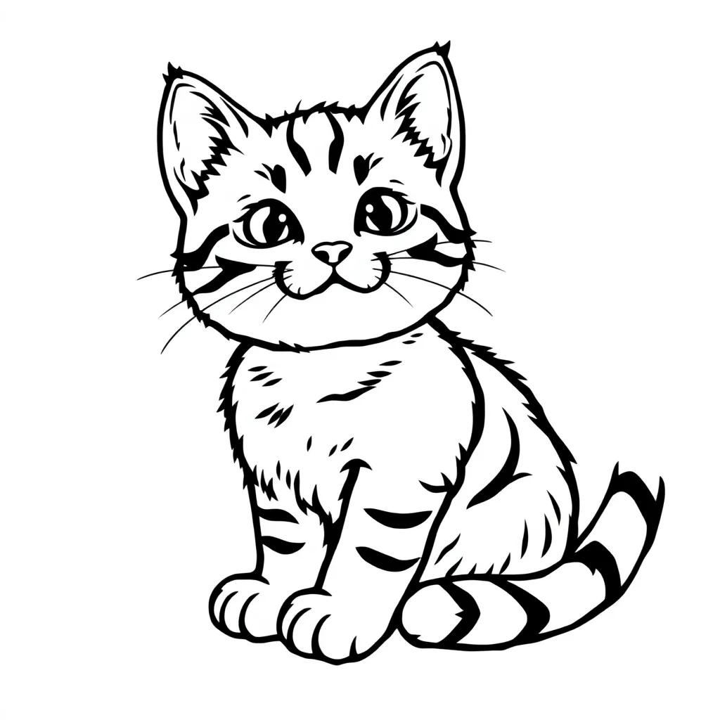 Baby Cat Coloring Page Easy