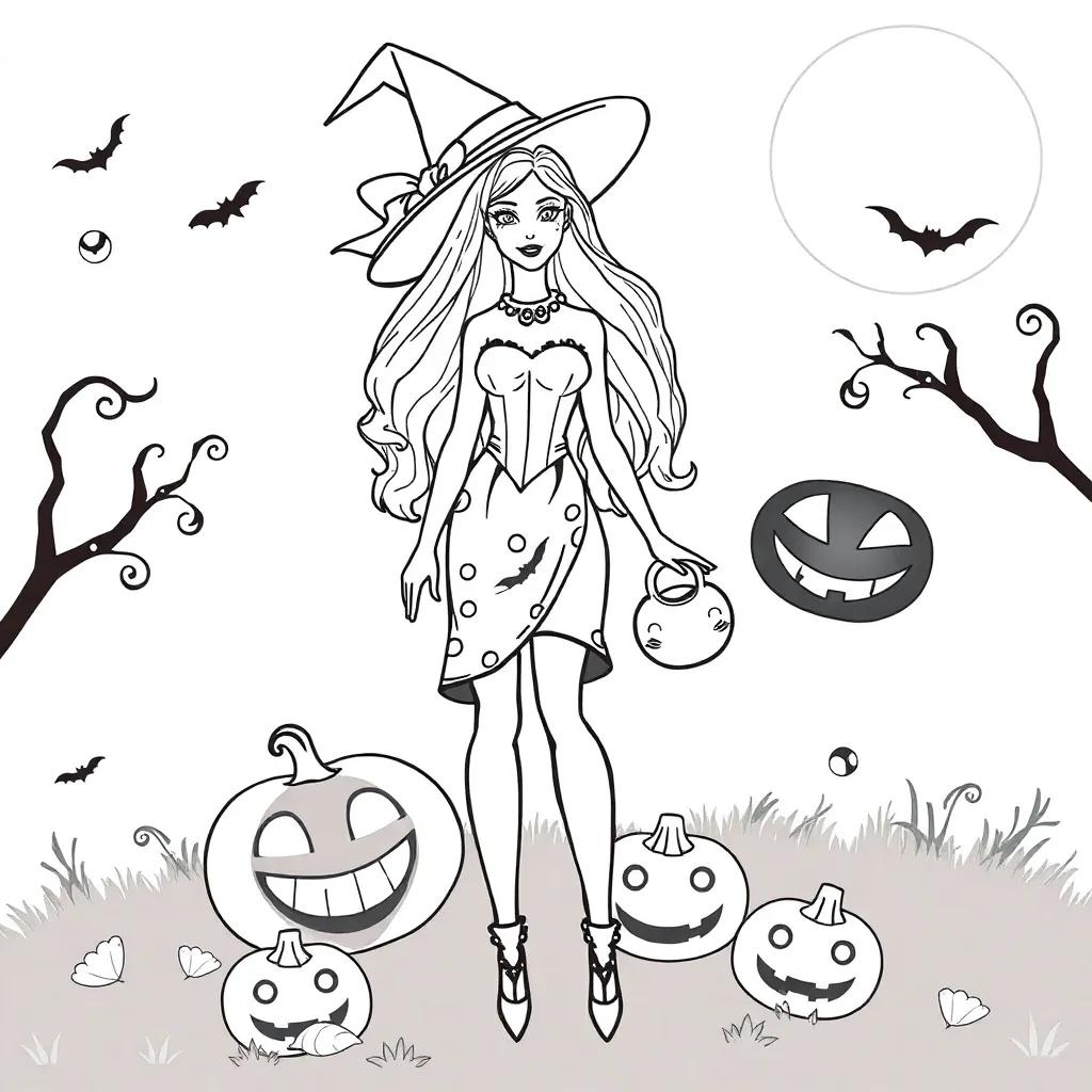 Barbie Halloween Coloring Pages
