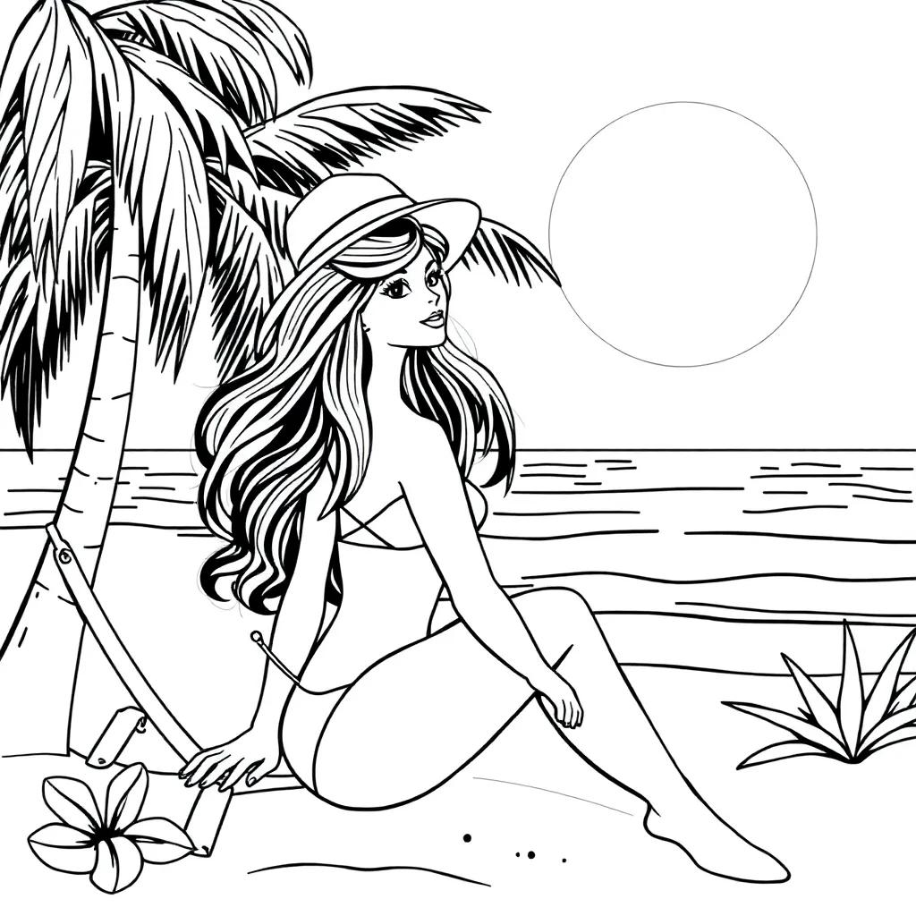 Barbie Beach Coloring Pages