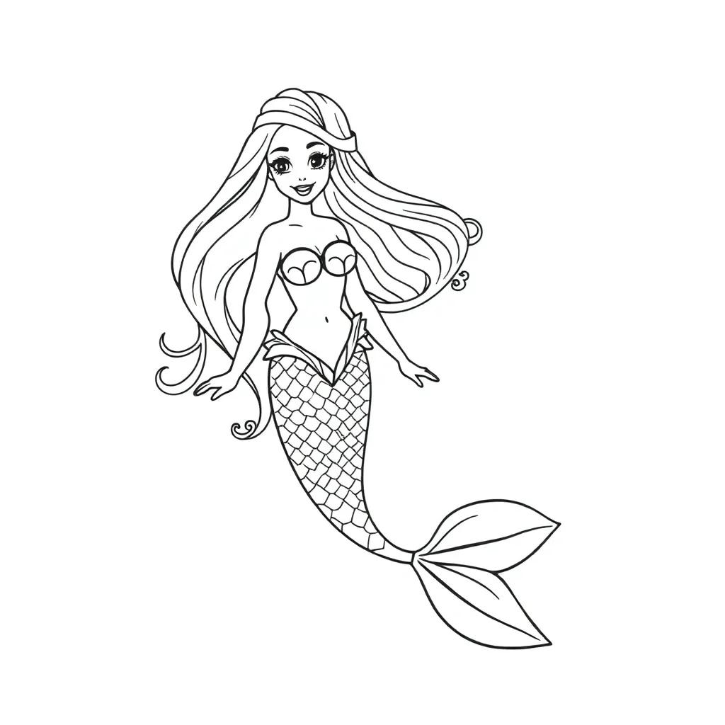 Barbie Mermaid Coloring Page