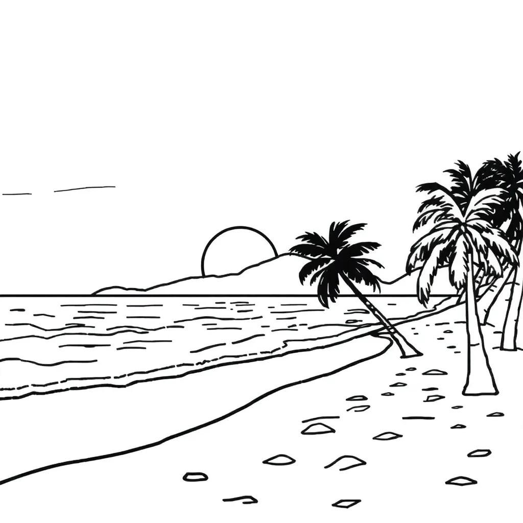 Beach Sunset Coloring Page