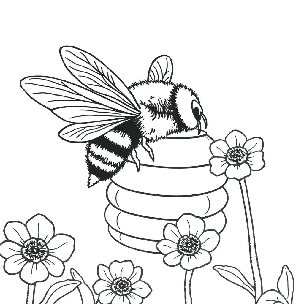 Bee Hive Coloring Pages